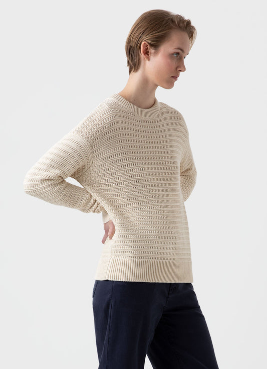 Womens Chunky Textured Jumper In Ecru Wjum8167 Whcr