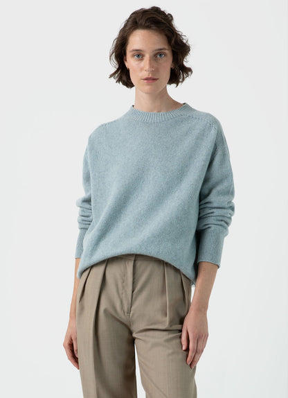 Womens Lambswool Crewneck Jumper In Blue Sage Wjum8176 Busy