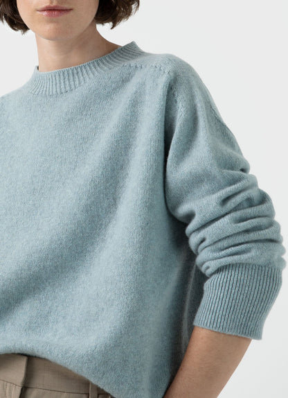 Womens Lambswool Crewneck Jumper In Blue Sage Wjum8176 Busy