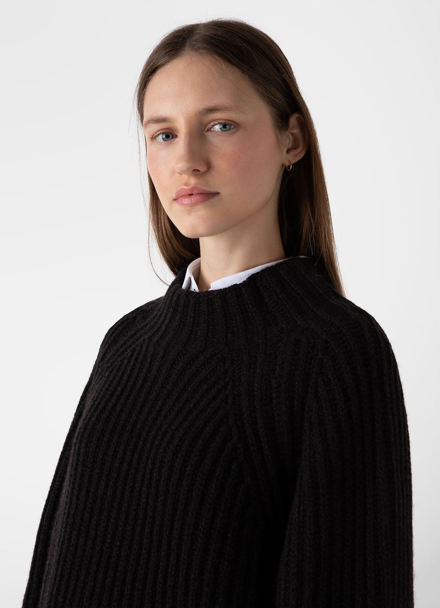 Womens Lambswool Chunky Funnel Neck Jumper In Coffee Twist Wjum8188 Bren