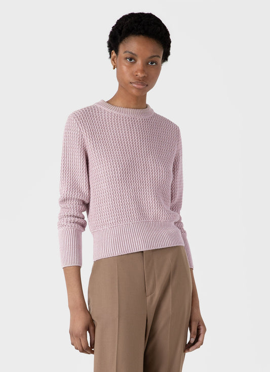 Womens Cotton Stitch Jumper In Pink Wjum8200 Pkae