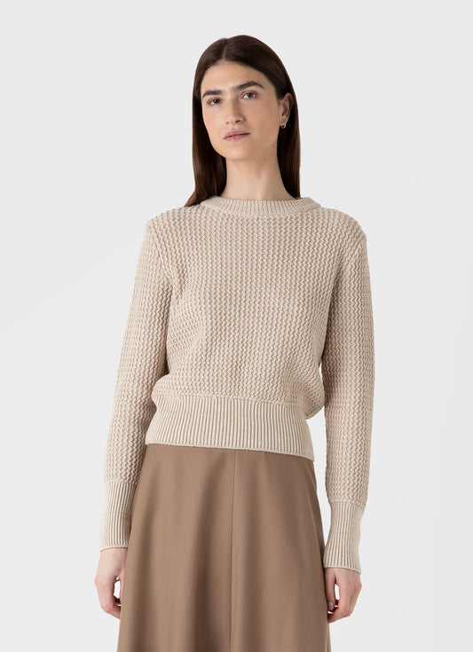 Womens Cotton Stitch Jumper In Ecru Twist Wjum8200 Whht