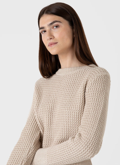 Womens Cotton Stitch Jumper In Ecru Twist Wjum8200 Whht