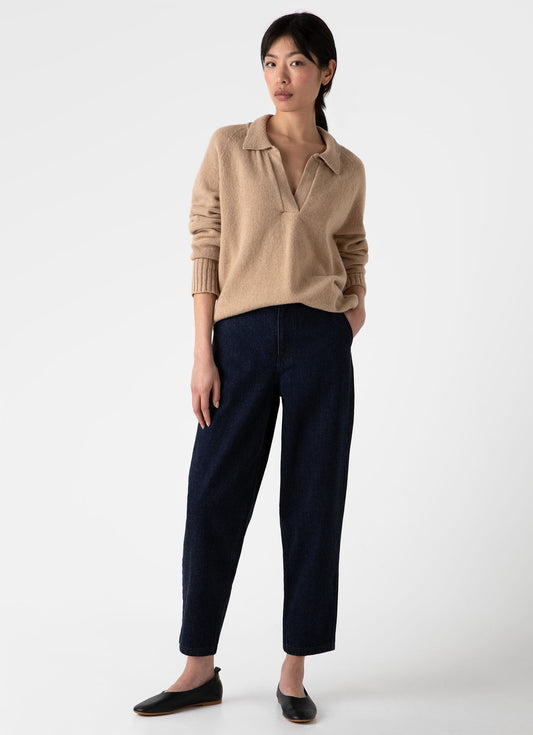 Womens Lambswool Polo Jumper In Light Camel Wpol8192 Brat