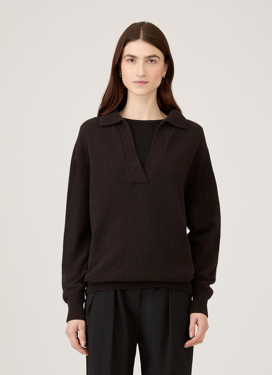 Womens Lambswool Polo Neck Jumper In Truffle Wpol8214 Brgd