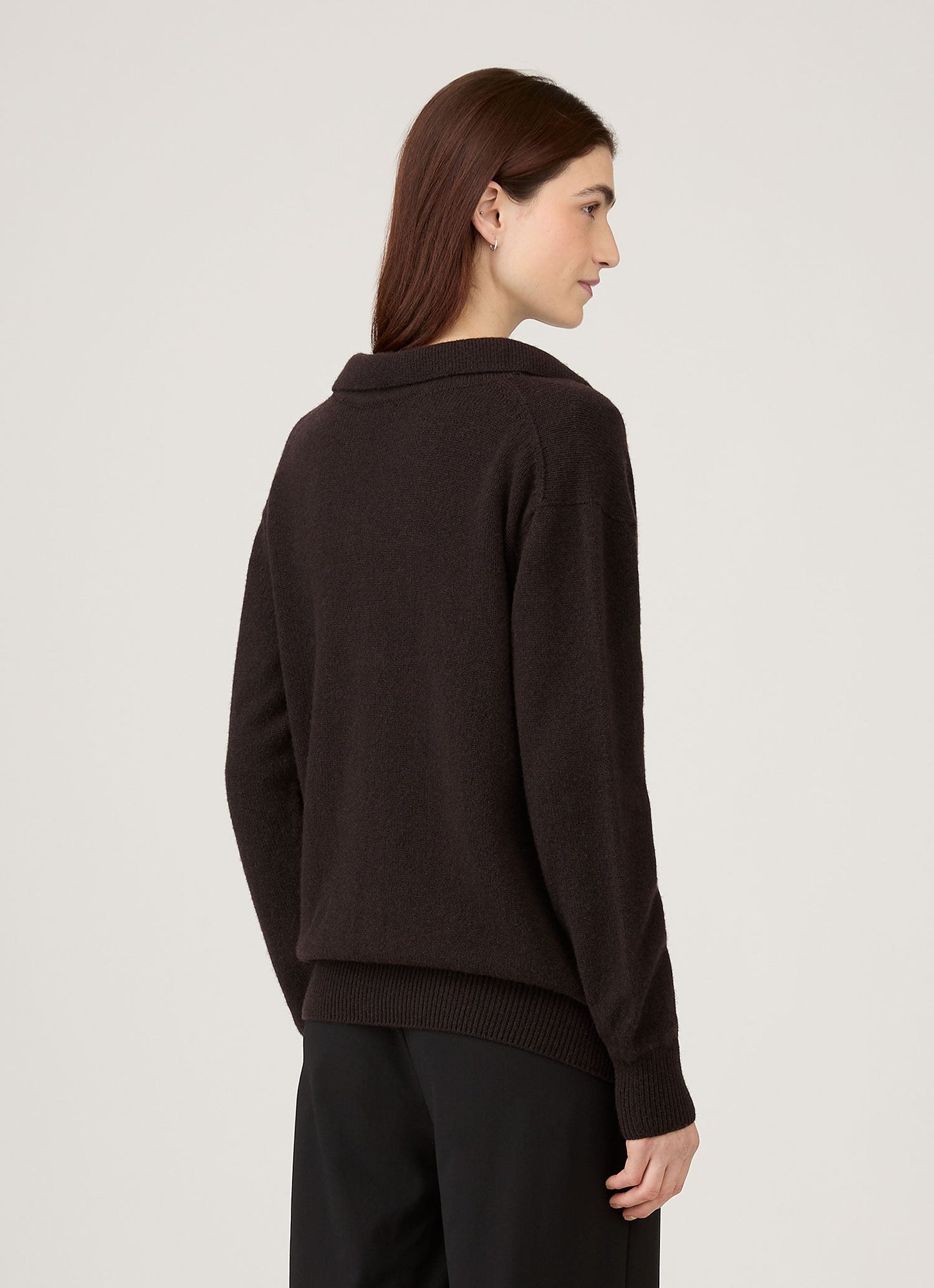 Womens Lambswool Polo Neck Jumper In Truffle Wpol8214 Brgd