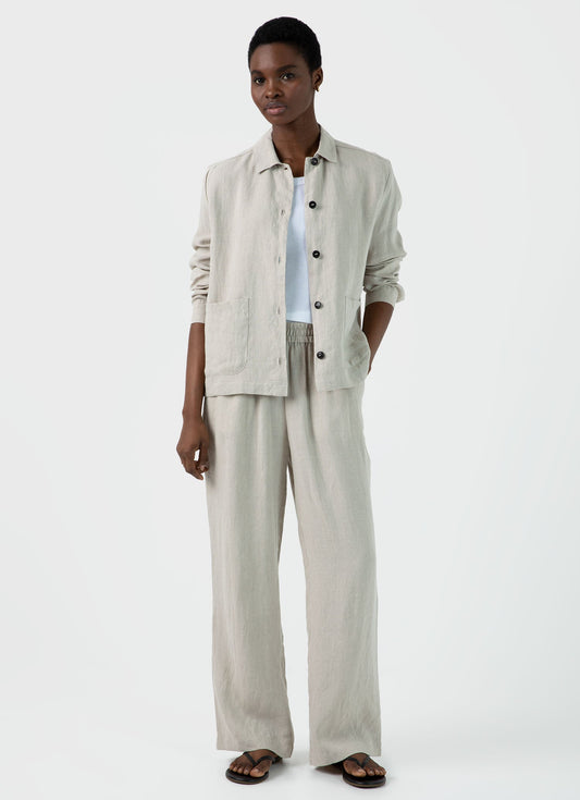 Womens Drawstring Wide Leg Trouser In Light Sand Wtrs3050 Brdv
