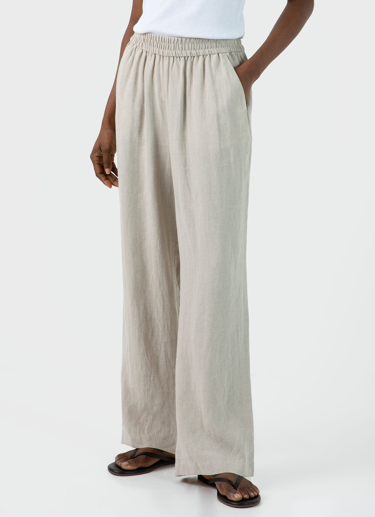 Womens Drawstring Wide Leg Trouser In Light Sand Wtrs3050 Brdv