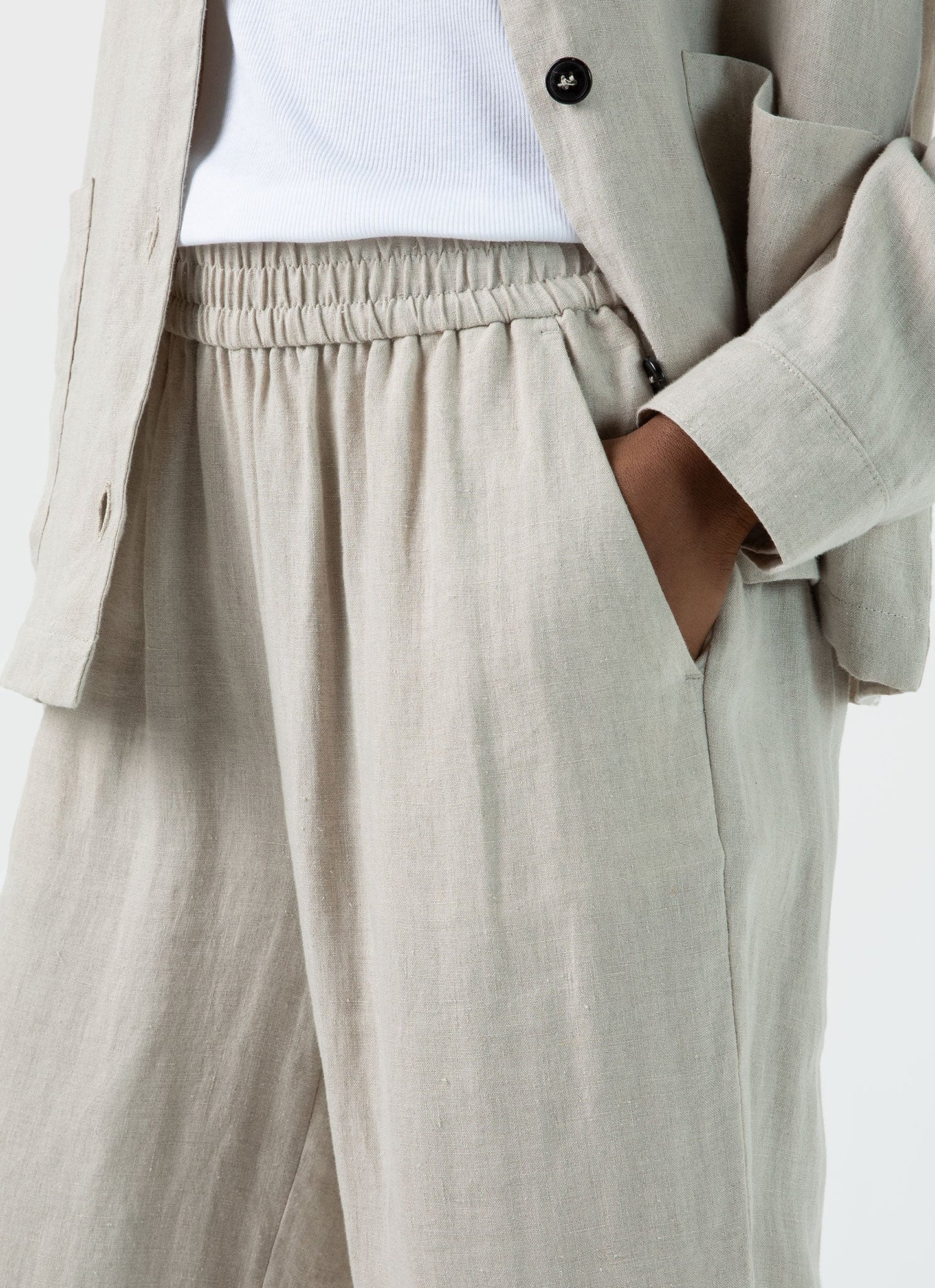 Womens Drawstring Wide Leg Trouser In Light Sand Wtrs3050 Brdv