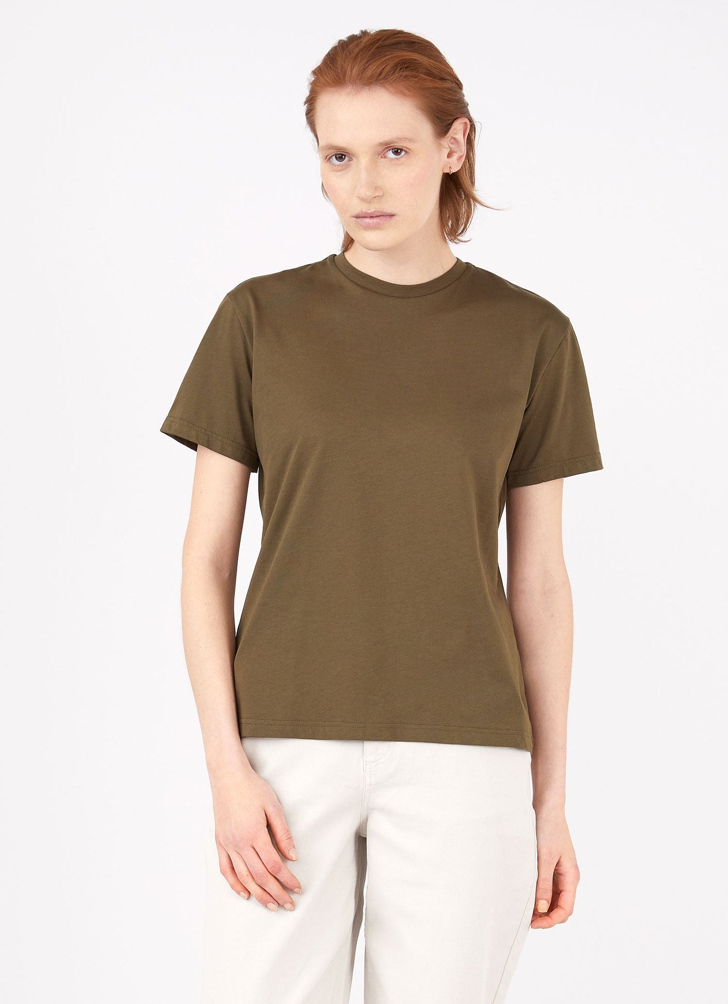 Womens Boy Fit T Shirt In Dark Moss