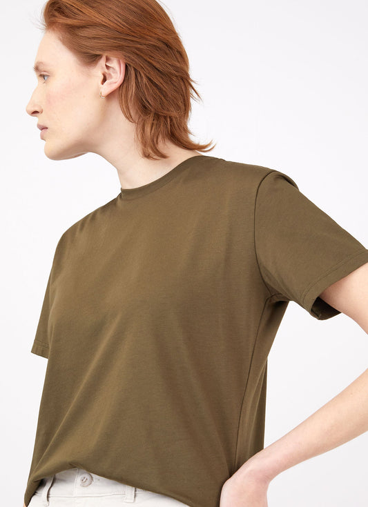 Womens Boy Fit T Shirt In Dark Moss